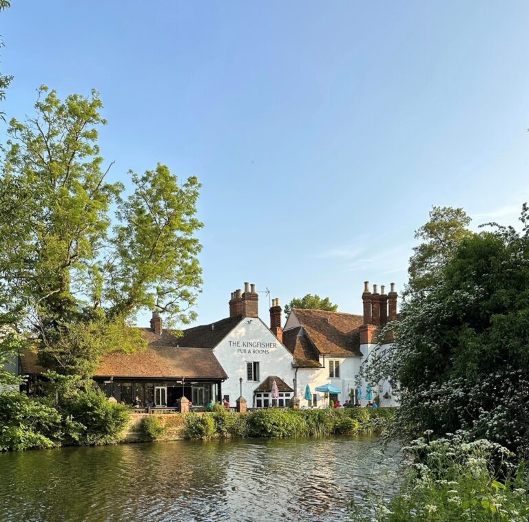 Riverside view of the Kingfisher pub.